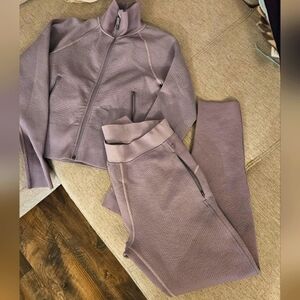 Lululemon Athletica Pale Lilac Track Set Top And Bottom